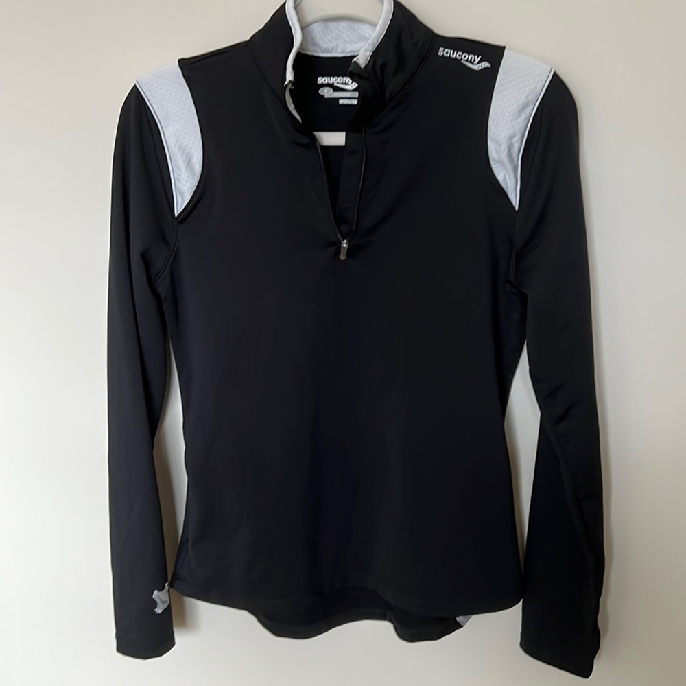 Saucony Womens Running Pullover Quarter Zip Jacket Medium Thumb Holes